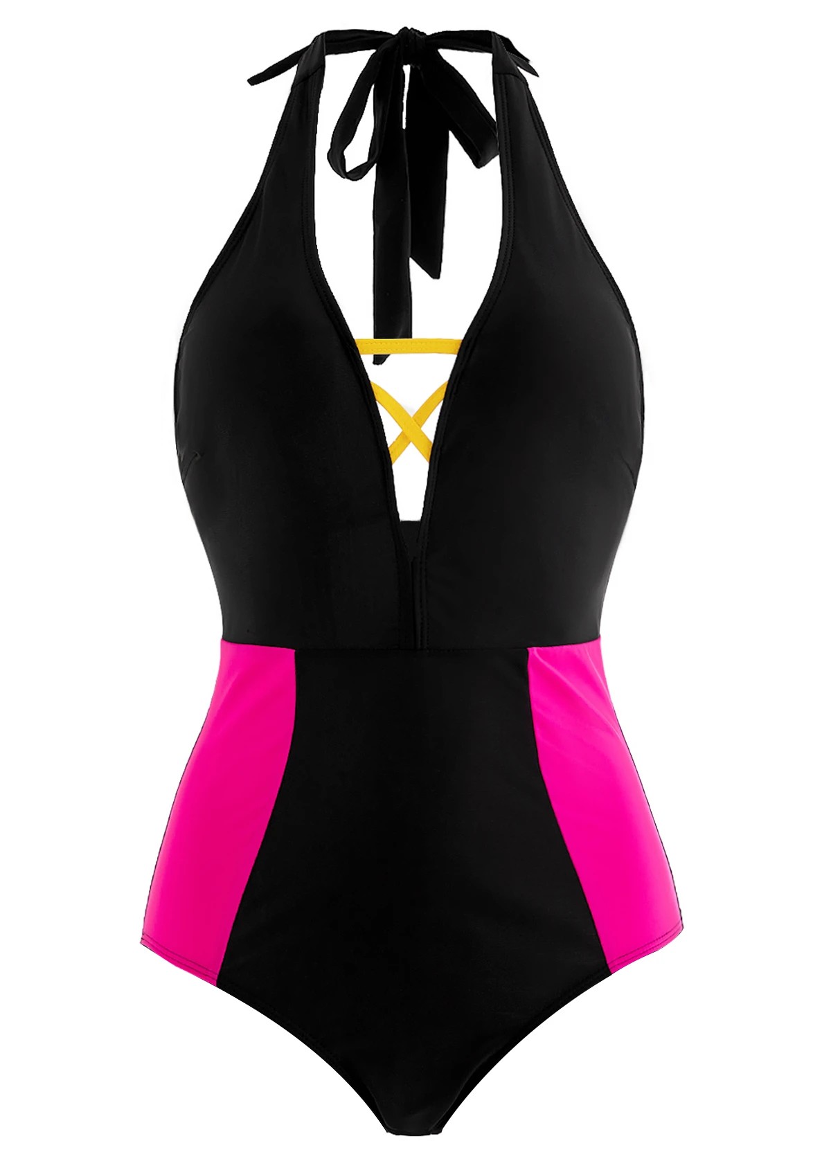 Black Contrast Cross Strap One Piece Swimwear 5 Black Contrast Cross Strap One Piece Swimwear - Image 3