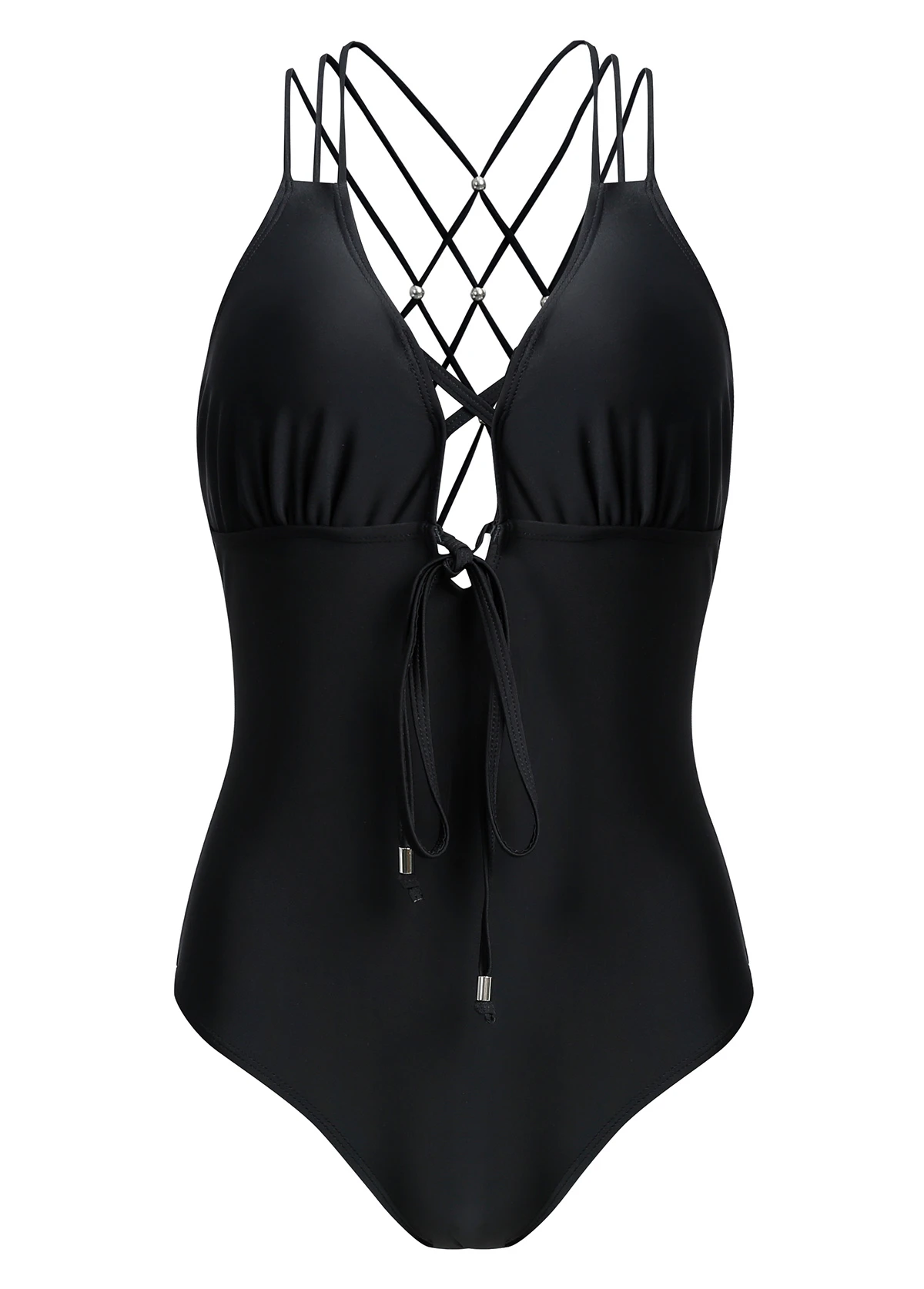Criss Cross Black Tie Front One Piece Swimwear 8 Criss Cross Black Tie Front One Piece Swimwear - Image 6