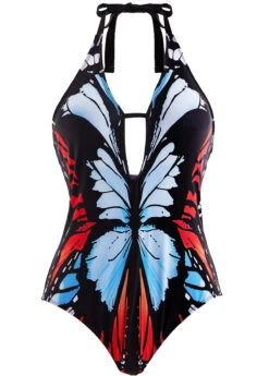Butterfly Print Halter One Piece Swimwear 8 Butterfly Print Halter One Piece Swimwear -Ethereal Swim 1698148890254647535