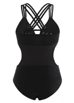 Black Cross Strap Cutout Waist One Piece Swimwear 17 Black Cross Strap Cutout Waist One Piece Swimwear -Ethereal Swim 1698319300404750385