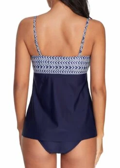 Crossover Hem Chevron Print Navy Blue Tankini Set -Ethereal Swim 218565 P 15512480402011