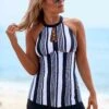 Striped Pierced Tie Side Tankini Set -Ethereal Swim 232265 P 15773287409790