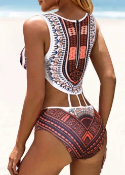Dashiki Print Cutout Waist One Piece Swimwear -Ethereal Swim 254905 P 1657093262813