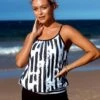 Spaghetti Strap Contrast Striped Blouson Tankini Set -Ethereal Swim 257526 P 16081139945830