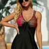 Stripe Red Double Straps Tankini Set -Ethereal Swim 257527 P 16124017778080