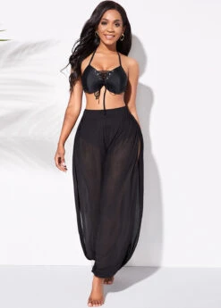High Waisted Mesh Cutout Leg Beach Pants -Ethereal Swim 258896 P 16164760750253