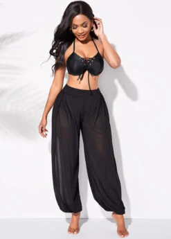 High Waisted Mesh Cutout Leg Beach Pants -Ethereal Swim 258896 P 16164760758614