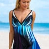 Blue Ombre Mesh Stitching Swimdress And Panty -Ethereal Swim 260194 P 16117988931220