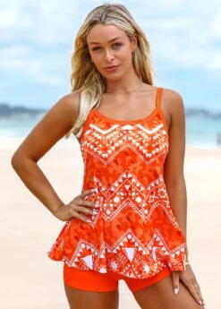 Spaghetti Strap Tribal Print Tankini Set -Ethereal Swim 260994 P 16118146376663