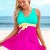Color Block Wide Strap Swimdress And Shorts -Ethereal Swim 262581 P 16117374021650