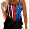 American Flag Print Drawstring Side Tankini Set -Ethereal Swim 262586 P 1622272731404