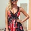 Tie Back Halter Butterfly Print Swimdress And Shorts -Ethereal Swim 264628 P 16243557058830