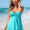 Mesh Stitching Center Shirred Tankini Set 2 Mesh Stitching Center Shirred Tankini Set -Ethereal Swim 264694 P 16155292154580