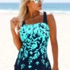 Drawstring Side Printed Wide Strap Tankini Set -Ethereal Swim 265346 P 1614586635904