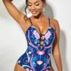 Tribal Print Spaghetti Strap Cutout One Piece Swimwear -Ethereal Swim 265788 P 16215638342140