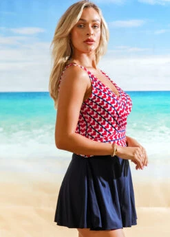 Heart Print Tie Side Swimdress And Shorts -Ethereal Swim 265994 P 16173405056723