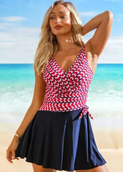 Heart Print Tie Side Swimdress And Shorts -Ethereal Swim 265994 P 16173405059064