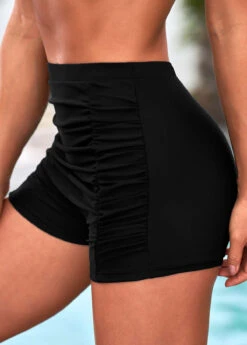 Black Ruched High Waisted Swim Shorts -Ethereal Swim 266944 P 16159722370472