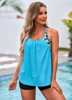 Floral Print Wide Strap Tankini Set -Ethereal Swim 267152 P 16156858080252