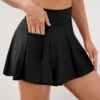 High Waisted Pocket Black Pleated Hem Swim Skirt -Ethereal Swim 268058 P 16190772920500