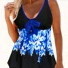 Leaf Print Bowknot Front Tankini Set -Ethereal Swim 269302 P 1617272947434