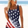American Flag Print Tie Side Tankini Set -Ethereal Swim 269710 P 1618192548955