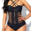 Mesh Stitching Cross Strap Tie Back One Piece Swimwear 2 Mesh Stitching Cross Strap Tie Back One Piece Swimwear -Ethereal Swim 270805 P 1617778835145