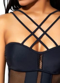 Mesh Stitching Cross Strap Tie Back One Piece Swimwear 11 Mesh Stitching Cross Strap Tie Back One Piece Swimwear -Ethereal Swim 270805 P 1617778837375