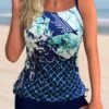Printed Spaghetti Strap Tie Side Tankini Set -Ethereal Swim 273053 P 1624349398007