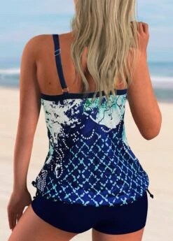 Printed Spaghetti Strap Tie Side Tankini Set -Ethereal Swim 273053 P 1624349398381