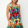 Round Neck Printed Multi Color A Line Dress 2 Round Neck Printed Multi Color A Line Dress -Ethereal Swim 273119 P 16238238506998