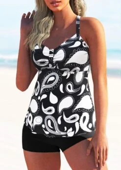 Wide Strap Criss Cross Back Animal Prints Tankini Set -Ethereal Swim 277234 P 1623746553772