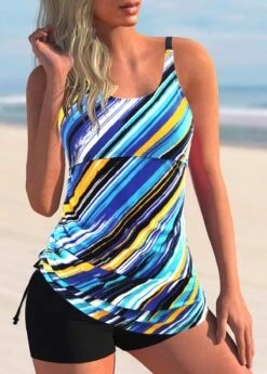 Rainbow Stripe Tie Side Tankini Set -Ethereal Swim 278118 P 1624594727279