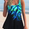 Leaf Print Double Straps Tankini Set -Ethereal Swim 278120 P 1624611758104