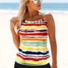 Rainbow Color Criss Cross Back Wide Strap Tankini Set -Ethereal Swim 279783 P 1626419745294