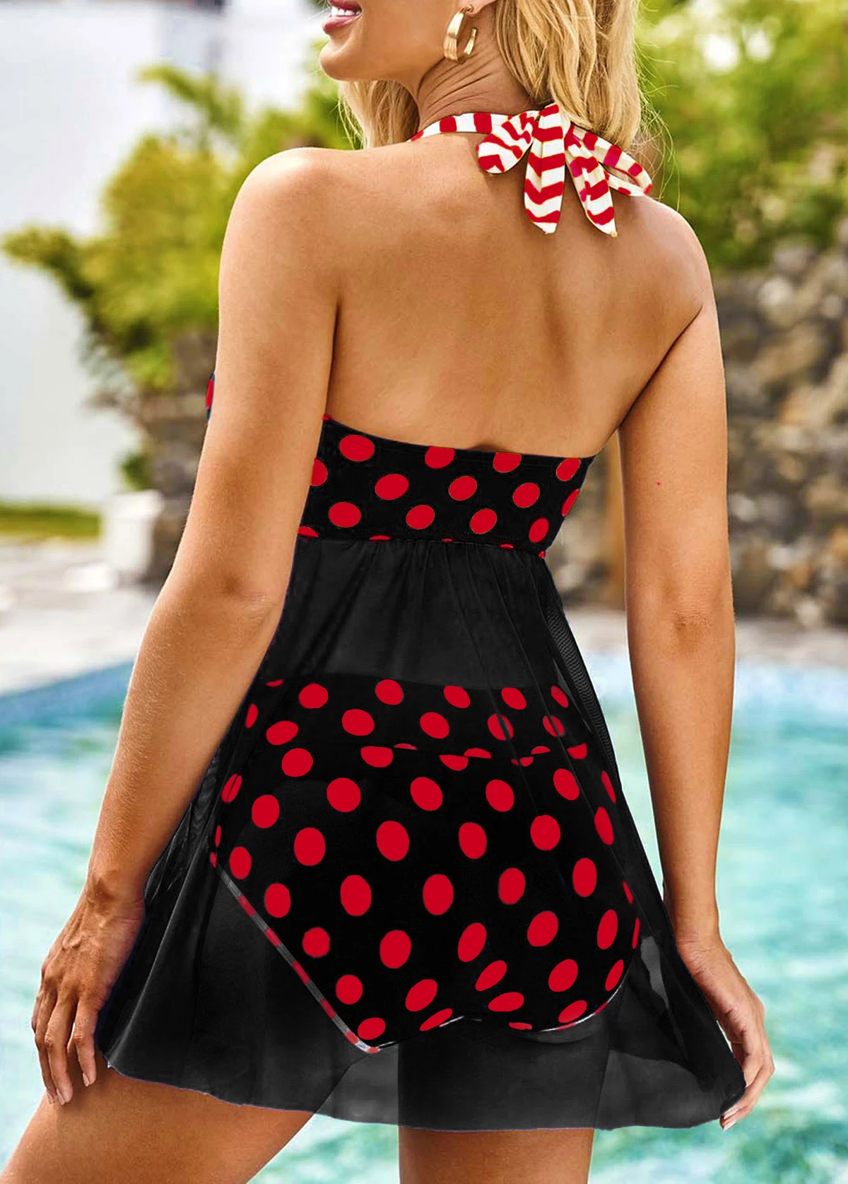Polka Dot Striped Halter Swimdress And Panty 4 Polka Dot Striped Halter Swimdress And Panty - Image 2