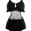 Lace Patchwork Black Flounce Pierced One Piece Swimwear 1 Lace Patchwork Black Flounce Pierced One Piece Swimwear -Ethereal Swim 286638 P 1698196446533