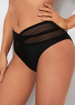 Black High Waisted Cross Strap Swimwear Panty -Ethereal Swim 286957 P 16371438651362