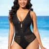 Hollow Design Tie Back Black One Piece Swimwear -Ethereal Swim 287054 P 16372188865763