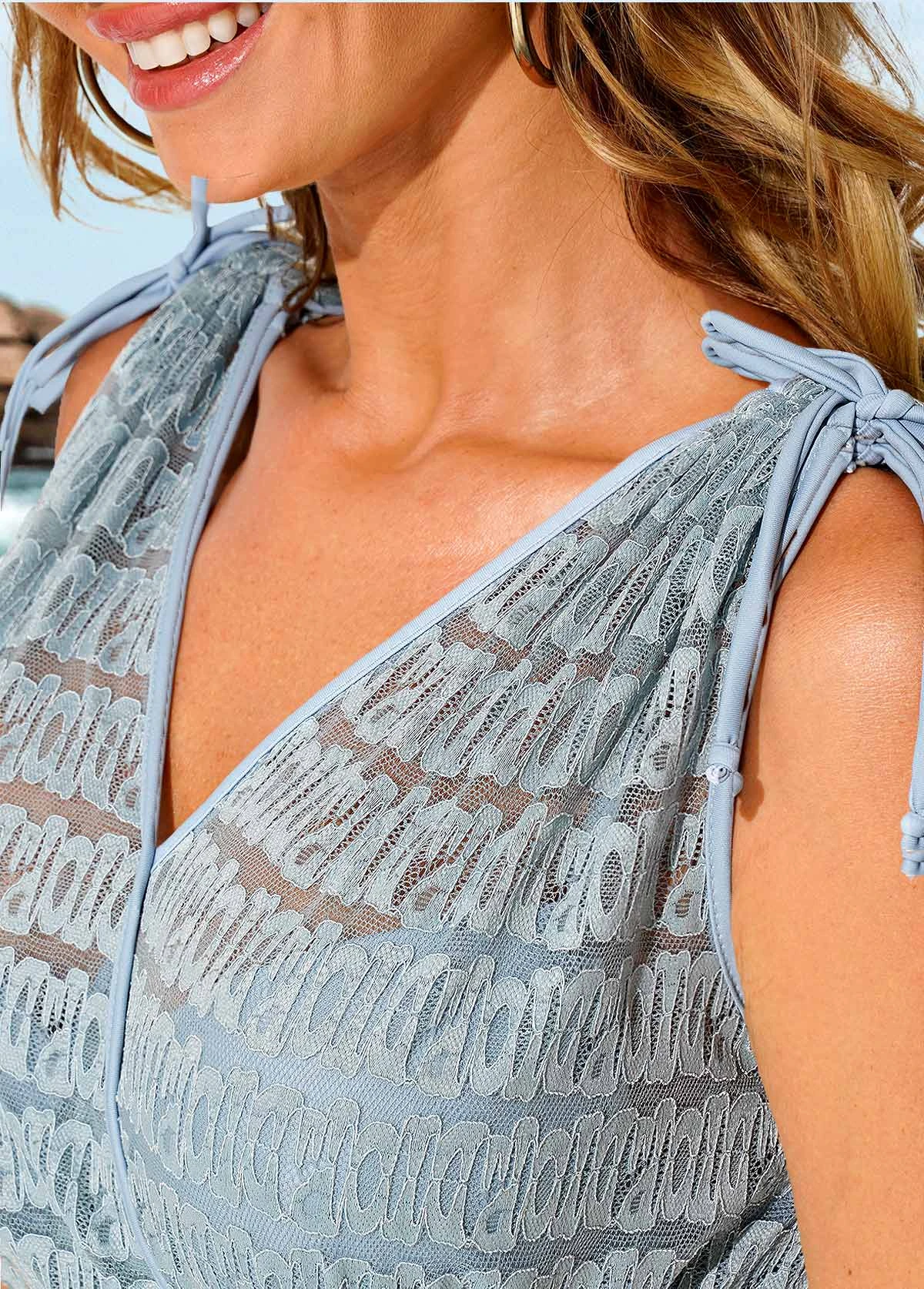 Dusty Blue Wide Strap Lace Swimdress And Shorts 8 Dusty Blue Wide Strap Lace Swimdress And Shorts - Image 6