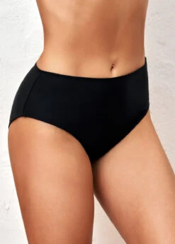 Mid Waist Black Bikini Bottom For Women -Ethereal Swim 288527 P 16415209620772