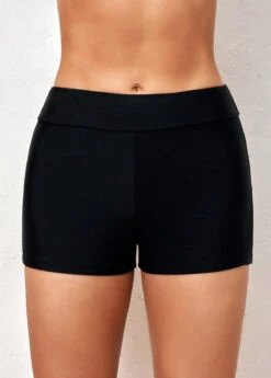 Mid Waisted Black Skinny Swimwear Shorts