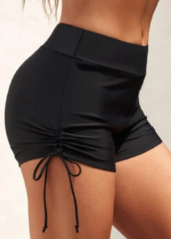 Mid Waisted Black Drawstring Side Swimwear Shorts -Ethereal Swim 288532 P 16473128442132