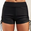 Mid Waisted Black Drawstring Side Swimwear Shorts