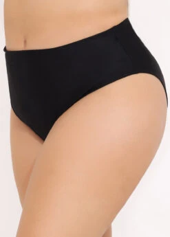 Mid Waist Black Bikini Bottom For Women -Ethereal Swim 288534 P 16415204691202