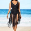 Tassel Hem Black Belted One Piece Swimwear 2 Tassel Hem Black Belted One Piece Swimwear -Ethereal Swim 288702 P 16372190688280