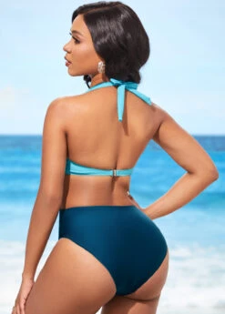 Peacock Blue Tie Back One Piece Swimwear -Ethereal Swim 288874 P 16372195372851