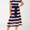 Lace Panel Striped Belted Color Block Dress -Ethereal Swim 289840 P 16395610881220