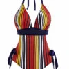 Striped Bowknot Side Halter One Piece Swimwear -Ethereal Swim 291220 P 1698056316246