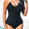 Black Cross Strap One Piece Swimwear -Ethereal Swim 291476 P 16400814505280